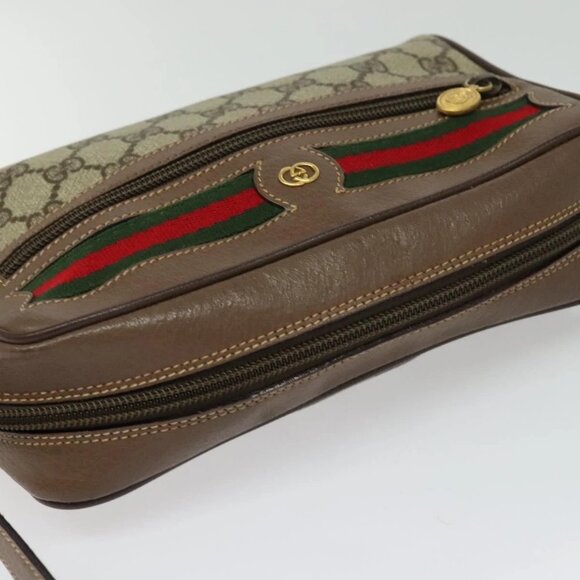 GUCCI GG Supreme Web Sherry Line Shoulder Bag PVC Beige 001 44 6655 Auth yk18967 - Picture 7 of 15